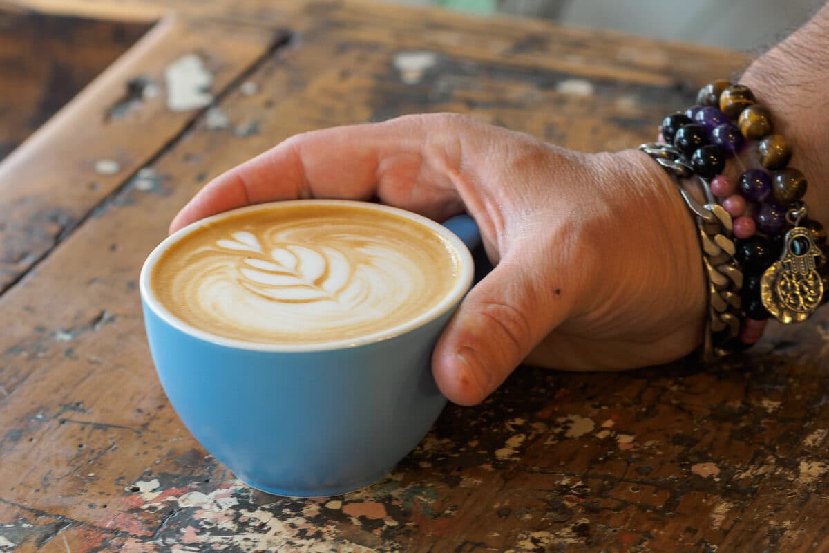 A freshly brewed pour of Mimolette specialty coffee